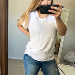 Athleta White Tee with Side Tie Details Size L